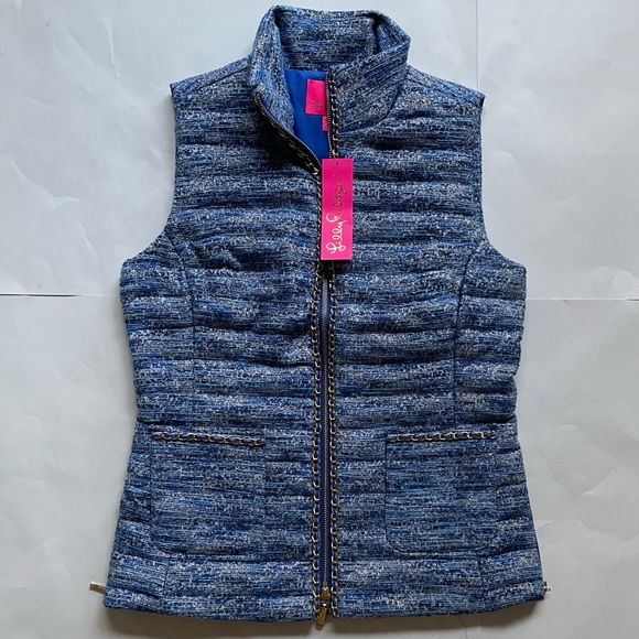 Lilly Pulitzer Jackets & Blazers - NWT Lilly Pulitzer Noella Resort Boucle Blue Vest Small Pockets Preppy Southern